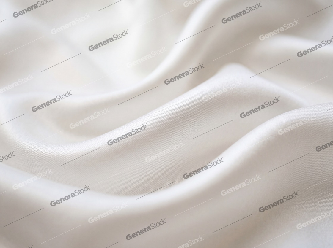 Luxurious white satin fabric texture background with soft elegant folds and wavy surface