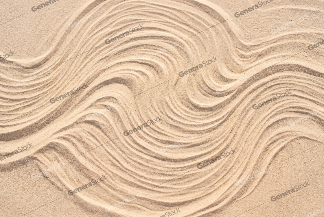Abstract Zen Garden Sand Texture with Intricate Raked Swirling Wave Patterns