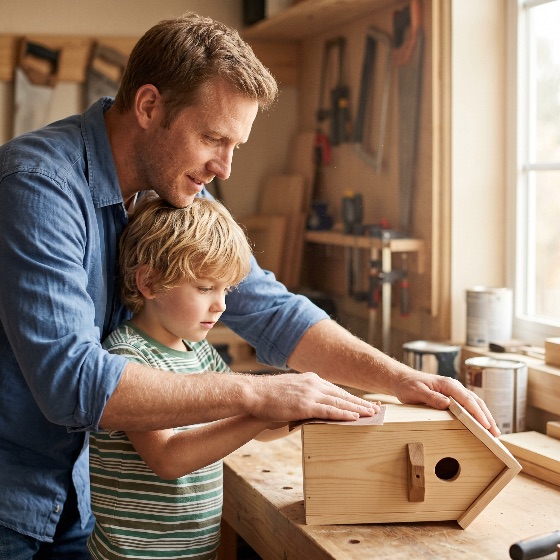 father, and, young, son, working, together, woodworking, shop, sanding, handmade, wooden, birdhouse, workbench, workshop, family, teaching, learning, diy, hobby, craft, bonding, carpenter, sandpaper, parenting, boy, man, lifestyle, creative, project, skill, mentorship, indoor, cooperation, activity, childhood, wood, manual, labor, home, improvement, tools, construction, education, focus, natural, light, carpentry, handicraft, people