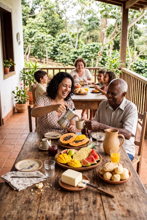 happy, multi-generational, family, enjoying, breakfast, rustic, tropical, porch, multi-ethnic, veranda, coffee, moka, pot, fruit, papaya, mango, watermelon, happiness, laughing, grandfather, grandmother, children, meal, eating, healthy, outdoors, summer, morning, bonding, together, diversity, lifestyle, rural, farm, brazil, south, america, cheese, juice, sunshine, home, vacation, travel, hospitality, togetherness, senior, adult, childhood, joy, community, food, drink, people