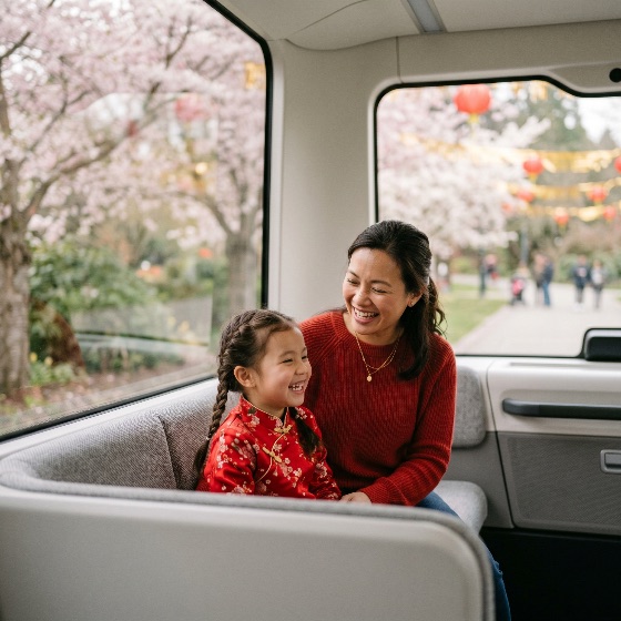 happy, asian, mother, and, daughter, traditional, dress, riding, modern, shuttle, with, cherry, blossoms, the, background, family, child, travel, transportation, autonomous, vehicle, blossom, sakura, spring, festival, qipao, cheongsam, happiness, laughing, smiling, bonding, lifestyle, interior, car, window, park, red, celebration, chinese, new, year, lunar, tourism, vacation, together, love, parenting, childhood, technology, future, mobility, people