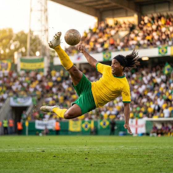 professional, soccer, player, performing, spectacular, bicycle, kick, during, match, crowded, stadium, football, athlete, action, sport, mid-air, overhead, goal, competition, kit, yellow, green, crowd, fans, pitch, field, grass, athletic, skill, scoring, game, energy, dynamic, performance, brazil, national, team, headband, long, hair, jump, ball, daytime, outdoor, tournament, championship, motion, power, agility, concentration, celebration, victory, spectator, arena, sports, fitness