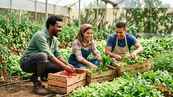 diverse, group, happy, farmers, harvesting, organic, vegetables, greenhouse, including, man, with, prosthetic, leg, farmer, agriculture, disability, diversity, inclusive, teamwork, lettuce, tomatoes, farm, gardening, sustainable, healthy, fresh, nature, smiling, working, community, local, food, small, business, plantation, crops, lifestyle, cooperation, inclusion, amputee, young, adults, produce, wooden, crates, production, eco-friendly, agribusiness, horticulture, labor, garden, people, rural, growth, worker, planting, summer, outdoor, multi-ethnic, sustainability