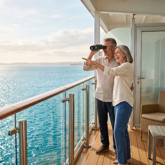 happy, senior, couple, cruise, ship, balcony, man, looking, through, binoculars, while, woman, points, the, horizon, during, sunny, day, retirement, vacation, travel, ocean, sea, pointing, laughing, luxury, tourism, voyage, holiday, middle-aged, lifestyle, view, sightseeing, deck, nautical, summer, adventure, relaxation, together, relationship, maritime, tourist, destination, leisure, outdoor, water, blue, sky, coastal, journey, passenger, transport, getaway, people