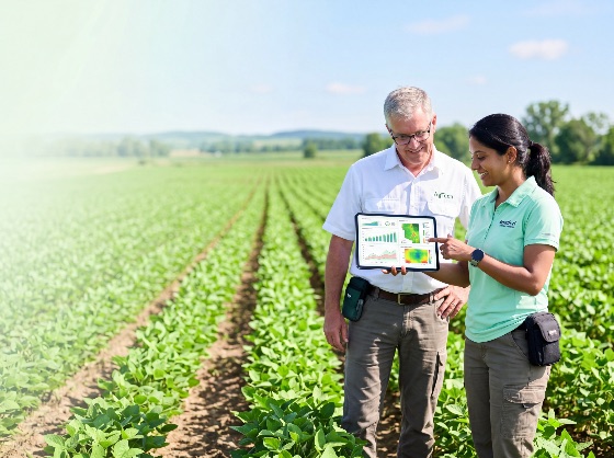 two, agricultural, experts, analyzing, crop, data, digital, tablet, lush, green, field, showcasing, modern, precision, farming, and, agtech, solutions, agriculture, smart, analysis, farmer, agronomist, crops, technology, sustainability, teamwork, collaboration, professional, outdoor, rural, growth, monitoring, innovation, research, science, heatmap, statistics, dashboard, industry, environment, nature, summer, sunny, plants, plantation, management, efficiency, productivity, future, expert, specialist, woman, man, diverse, business
