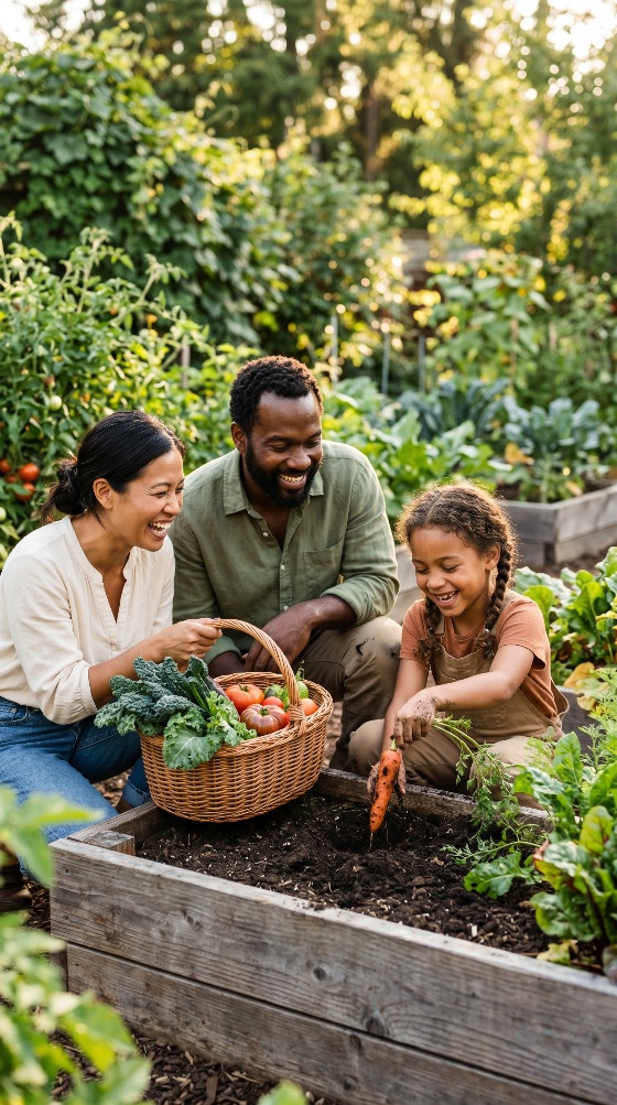 happy, multi-ethnic, family, harvesting, fresh, organic, vegetables, from, raised, garden, bed, sunny, backyard, gardening, harvest, sustainable, healthy, lifestyle, diverse, father, mother, daughter, child, nature, outdoors, summer, agriculture, farming, home, nutrition, education, learning, smiling, togetherness, basket, carrot, kale, tomato, soil, green, plants, eco-friendly, hobby, growth, food, farm, table, sustainability, together, outdoor, activity, eating, spring, suburban, rural, people