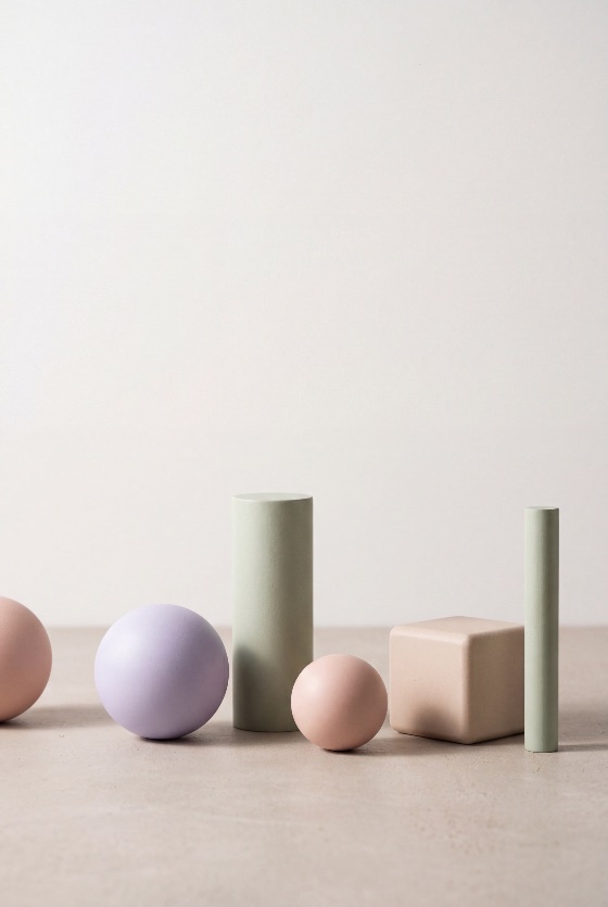 minimalist, composition, pastel, geometric, shapes, including, spheres, cylinders, and, cube, neutral, background, abstract, still, life, sphere, cylinder, lavender, green, peach, modern, aesthetic, design, soft, simple, balance, form, object, art, concept, clean, elegant, texture, arrangement, volume, geometry, solid, matte, contemporary, studio, light, space, element, visual, creative, backgrounds, textures