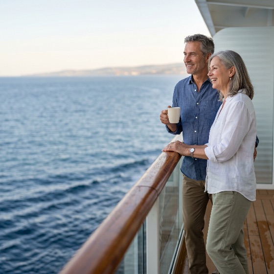 happy, senior, couple, enjoying, scenic, ocean, view, from, luxury, cruise, ship, balcony, vacation, travel, retirement, sea, lifestyle, leisure, tourism, holiday, relaxation, mature, deck, coffee, romantic, together, smiling, voyage, journey, adventure, outdoor, middle-aged, passenger, liner, nautical, horizon, water, coastal, people