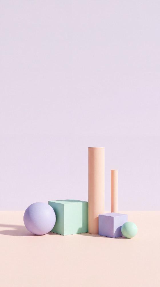 minimalist, composition, geometric, shapes, pastel, colors, including, spheres, cubes, and, cylinders, against, soft, lavender, background, abstract, sphere, cube, cylinder, mint, peach, modern, clean, aesthetic, studio, render, lighting, shadows, simple, trendy, mockup, design, presentation, wallpaper, backdrop, primitives, still, life, contemporary, creative, art, graphic, vertical, backgrounds, textures