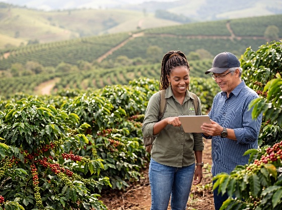 diverse, agronomists, using, digital, tablet, monitor, crop, health, coffee, plantation, agriculture, farming, agronomist, technology, farmer, collaboration, sustainability, beans, rural, landscape, farm, management, smart, agribusiness, nature, green, harvest, field, professional, teamwork, innovation, outdoor, daytime, growth, environment, plant, berry, tree, industry, data, monitoring, inspection, agrotech, precision, development, agricultural, science, food, production, eco-friendly, agronomy, expert, consultant, partnership