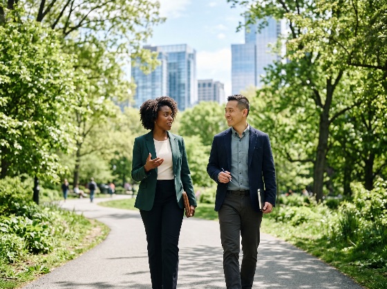diverse, business, professionals, walking, and, talking, sunny, city, park, colleagues, professional, urban, meeting, conversation, coworkers, outdoors, nature, skyscrapers, partnership, collaboration, career, corporate, lifestyle, success, communication, networking, black, woman, asian, man, casual, blazer, office, break, summer, spring, path, greenery, trees, people, two, team, teamwork, productivity, discussion, work-life, balance, life, modern, finance
