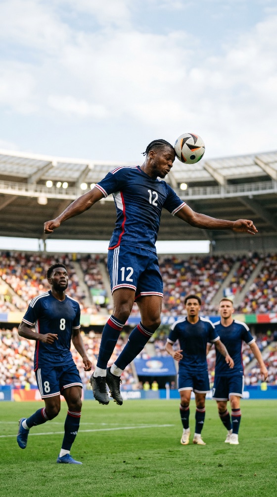 professional, soccer, player, jumping, high, head, the, ball, during, competitive, match, packed, stadium, football, heading, jump, game, athlete, competition, sport, pitch, grass, team, action, header, jersey, uniform, crowd, spectators, arena, athletic, movement, skill, power, energy, outdoor, daytime, male, man, sportsmanship, championship, league, tournament, striker, performance, sports, fitness