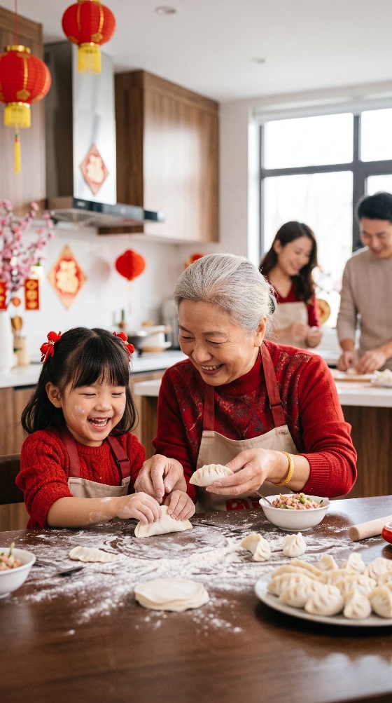 happy, chinese, grandmother, and, granddaughter, making, traditional, multi-generational, family, prepares, lunar, new, year, meal, young, red, sweaters, laugh, while, folding, handmade, dumplings, floury, table, with, lanterns, kitchen, cooking, tradition, festive, lantern, celebration, spring, festival, asian, laughing, childhood, elderly, together, food, flour, preparation, holiday, culture, home, lifestyle, love, bonding, jiaozi, dinner, reunion, oriental, decoration, winter, heritage, culinary, teaching, learning, joy, togetherness, generation, senior, child, girl, woman, domestic, ethnic, people
