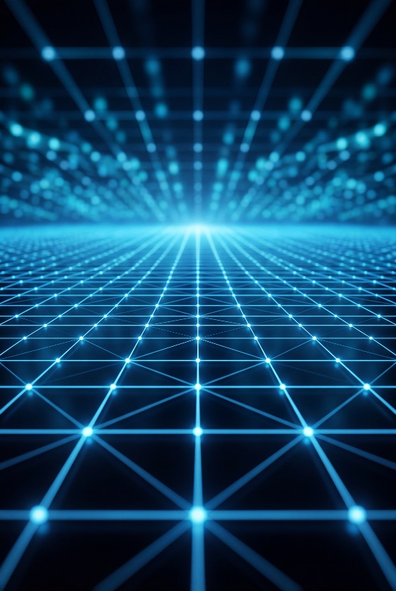 abstract, blue, digital, grid, network, with, glowing, nodes, and, lines, representing, technology, big, data, global, connectivity, futuristic, cyberspace, connection, background, cyber, internet, communication, science, light, information, artificial, intelligence, blockchain, virtual, concept, structure, tech, innovation, pattern, render, perspective, wireframe, electronic, future, web, matrix, link, system, infrastructure, space, dark, neon, geometry, neural