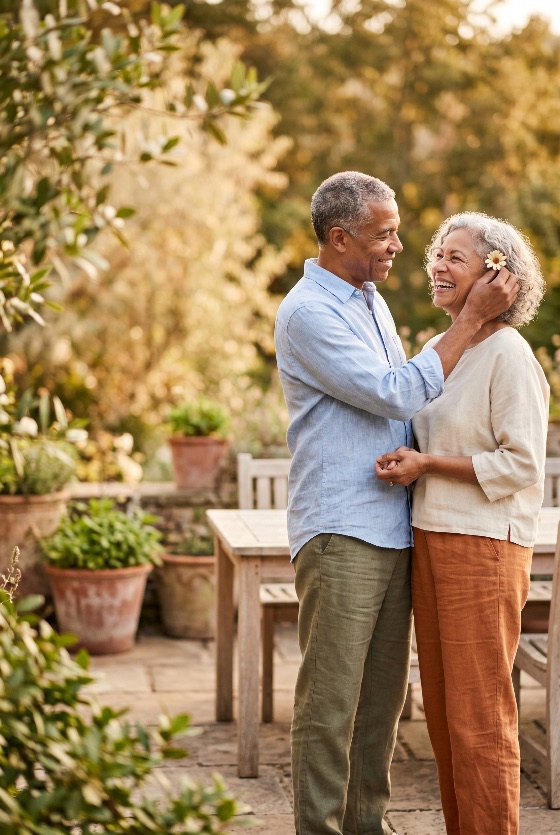 happy, senior, couple, sharing, romantic, moment, their, garden, sunset, elderly, retirement, love, romance, happiness, together, relationship, marriage, affection, lifestyle, outdoor, patio, flower, smiling, grey, hair, golden, hour, healthy, aging, husband, wife, peaceful, nature, summer, togetherness, bonding, cheerful, joy, leisure, home, backyard, well-being, people