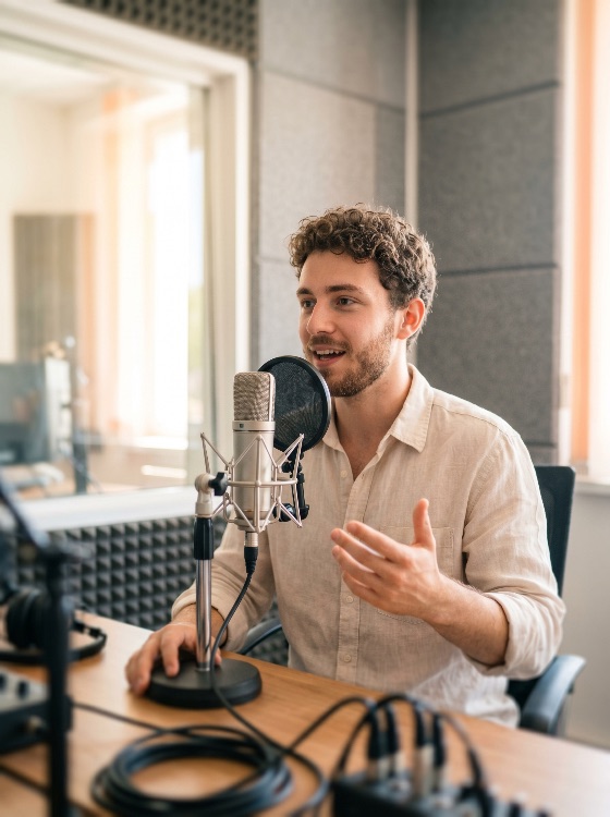 young, male, podcaster, speaking, into, professional, microphone, during, recording, session, modern, studio, podcast, man, broadcasting, radio, audio, content, creator, voiceover, media, interview, host, talk, show, communication, creative, sound, equipment, acoustic, panels, influencer, digital, streaming, narrator, adult, lifestyle, workspace, entertainment, journalist, storyteller, podcasting, condenser, pop, filter, interface, home, people