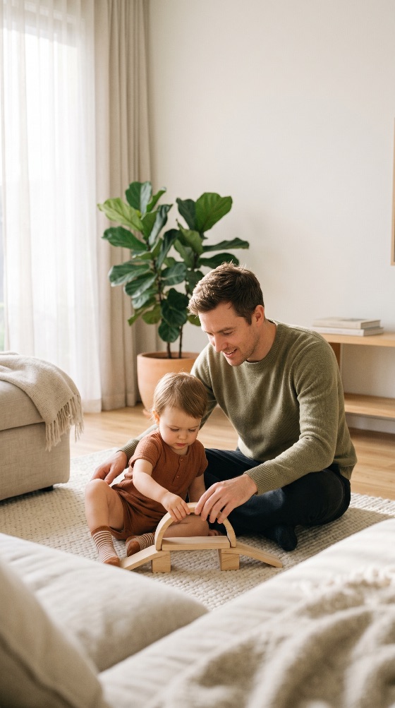 young, father, and, toddler, daughter, playing, with, wooden, toys, the, floor, bright, living, room, child, family, home, bonding, parenthood, childhood, lifestyle, education, montessori, happy, together, indoor, minimalist, modern, natural, light, rug, sitting, man, girl, parenting, development, leisure, domestic, caucasian, love, care, creative, play, house, interior, plant, fiddle, leaf, fig, dad, people
