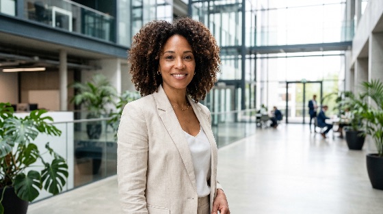 portrait, confident, and, smiling, african, american, businesswoman, standing, modern, bright, corporate, office, lobby, with, indoor, plants, colleagues, the, background, professional, black, woman, success, workplace, business, center, interior, glass, architecture, monstera, curly, hair, blazer, executive, leader, career, employee, entrepreneur, female, adult, mid, positive, friendly, ambitious, lifestyle, work, job, leadership, manager, urban, company, co-working, diversity, inclusion, empowerment, person, natural, light, finance