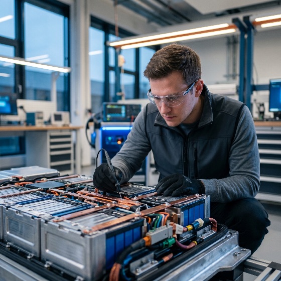 professional, engineer, testing, electric, vehicle, battery, pack, modern, laboratory, technician, technology, research, development, manufacturing, green, energy, renewable, lithium-ion, automotive, industry, safety, equipment, electronics, power, storage, sustainable, innovation, workshop, maintenance, repair, high-tech, engineering, diagnostic, cleanroom, future, transportation, electricity, component, assembly, hardware, male, person, work, job, expertise, quality, control, industrial, construction