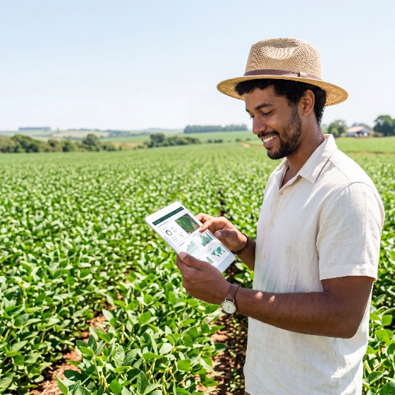modern, black, farmer, using, digital, tablet, for, precision, agriculture, green, soybean, field, smart, farming, technology, agritech, african, american, data, agribusiness, plantation, innovation, monitoring, agronomist, rural, farm, sustainability, analysis, smiling, straw, hat, outdoor, growth, management, professional, crop, nature, man, efficiency, software, app, environment, summer, daylight, young