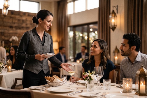 professional, waitress, taking, order, from, happy, couple, during, romantic, dinner, elegant, upscale, restaurant, dining, service, hospitality, food, wine, server, woman, man, luxury, eating, lifestyle, evening, industry, customer, fine, table, setting, notepad, uniform, smiling, interior, atmosphere, date, relationship, people, adult, staff, catering, bistro, cafe, gourmet, meal, social, together, leisure, tourism, travel, worker